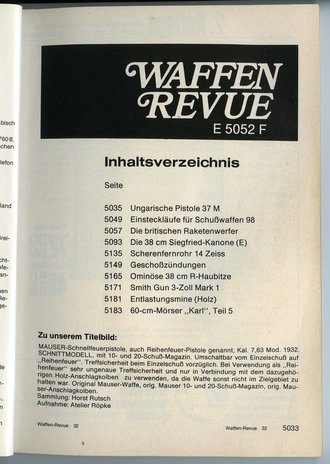 Waffen Revue Nr. 32, Ungarische Pistole 37 M, gebraucht, 160 Seiten