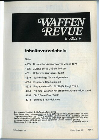 Waffen Revue Nr. 29, Schießendes Feuerzeug, gebraucht, 160 Seiten