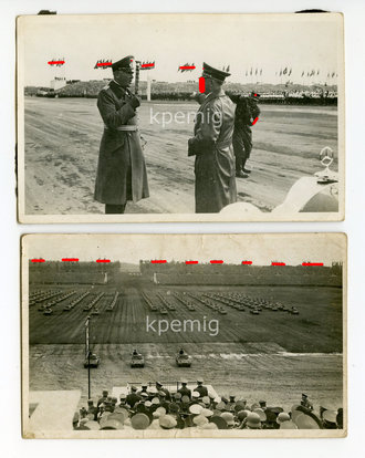 Parade , Adolf Hitler, 2 Originalfotos in Postkartengrösse.