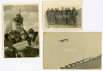 Luftwaffe, Foto und Papiernachlass eines Bordfunkers der in der Luftschlacht um England gefallen ist. 33 Fotos, dazu 2 Anschreiben und Nachruf
