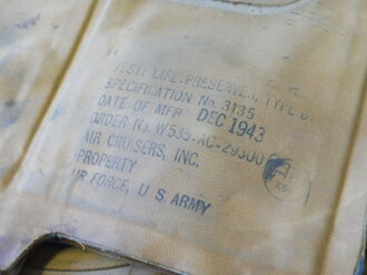 U.S. Army Air Forces WWII, life preserver Type B-4 ?, 1943 dated, Named