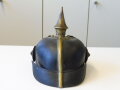 Preussen, Pickelhaube für einen einjährig Freiwilligen Train, unberührter, stark angelaufener Helm