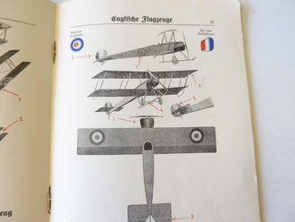 Abbildungen deutscher und feindlicher Flugzeuge , handschriftlich datiert 1916. 41 Seiten plus Anlage