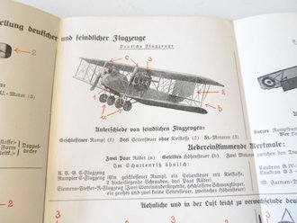 Abbildungen deutscher und feindlicher Flugzeuge , handschriftlich datiert 1916. 41 Seiten plus Anlage