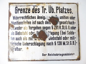 Emailleschild Grenze des Truppenübungsplatzes Maße 50 x...