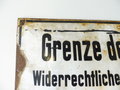 Emailleschild " Grenze des Truppenübungsplatzes" Maße 50 x 60 cm. Ungereinigtes Stück