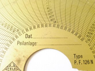 Luftwaffe, Telefunken Peilscheibe für mechanischen Funkbeschicker. Durchmesser 18cm