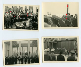 8 Fotos Hitler und  Mussolini Staatsbesuch. Format jeweils ca 8,5 x 6cm, Agfa Brovira