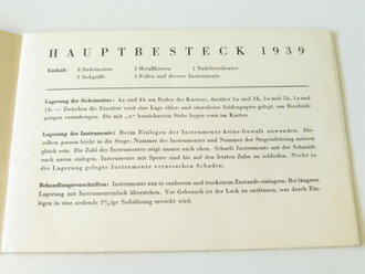 Hauptbesteck 1939 , Lagerzeichnungen ( Abbildungen ) und Behandlungsvorschriften