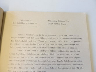 Merkheft für Kraftfahrausbildung "Schwere Feldhaubitze 18 auf gepanzerter Selbstfahrlafette) 1943. Din A4, 57 Seiten, komplett. Hochinteressant