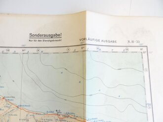 Deutsche Heereskarte Socna  67 x 77 cm, nach dem Krieg Rückseitig nochmals bedruckt " Schwerter zu Pflugscharen"