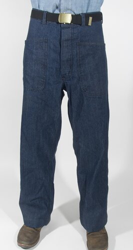 Navy Dungaree Trousers, At the Front