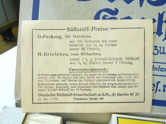 Paket "500 Tabletten Süßstoff Saccarin" ungeöffnet.  Ein Stück aus der originalem Umverpackung