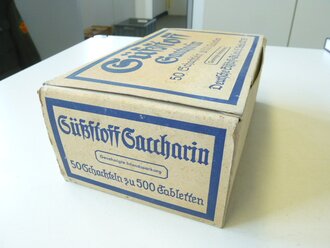 Paket "500 Tabletten Süßstoff Saccarin" ungeöffnet.  Ein Stück aus der originalem Umverpackung