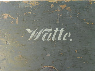 1. Weltkrieg, Holztransportkasten " Watte" sicherlich für Waffenmeister. Originballack, Maße 37 x 16,5 cm