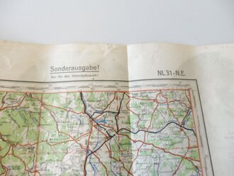 Deutsche Fliegerkarte Dijon 60 x 62 cm, nach dem Krieg Rückseitig nochmals bedruckt " Schwerter zu Pflugscharen"