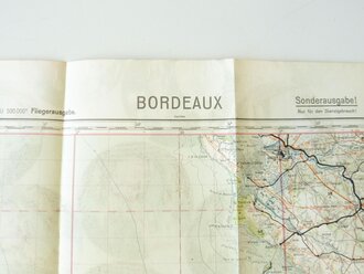 Deutsche Fliegerkarte Bordeaux 60 x 62 cm, nach dem Krieg Rückseitig nochmals bedruckt " Schwerter zu Pflugscharen"