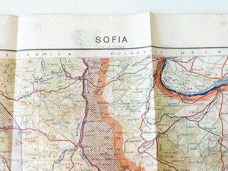 Deutsche Fliegerkarte Sofia 54 x 65 cm, nach dem Krieg Rückseitig nochmals bedruckt " Schwerter zu Pflugscharen"