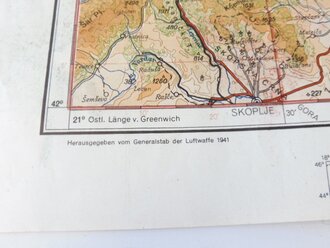 Deutsche Fliegerkarte Sofia 54 x 65 cm, nach dem Krieg Rückseitig nochmals bedruckt " Schwerter zu Pflugscharen"