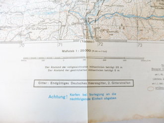 Deutsche Heereskarte Verino, Italien, Rückseitig bedruckt mit italienischer Karte Cesenatico, Maße 46 x 50 cm, datiert 1943