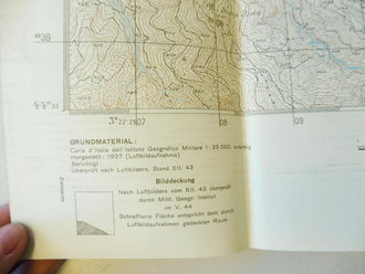 Deutsche Heereskarte Caregga, Italien, Rückseitig bedruckt mit italienischer Karte Predappio, Maße 45 x 50 cm, datiert 1943