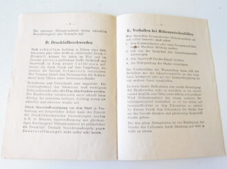 Luftwaffe, Merkblatt über Verhalten beim Höhenflug datiert 1943, kleinformat, 10 Seiten
