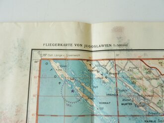 Deutsche Fliegerkarte Split 54 x 65 cm, nach dem Krieg Rückseitig nochmals bedruckt " Schwerter zu Pflugscharen"