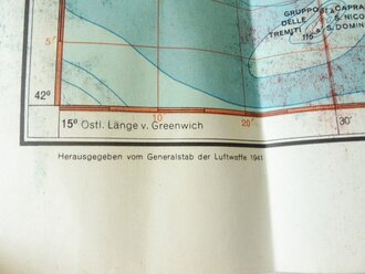 Deutsche Fliegerkarte Split 54 x 65 cm, nach dem Krieg Rückseitig nochmals bedruckt " Schwerter zu Pflugscharen"