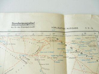 Deutsche Heereskarte Augila 67 x 77 cm, nach dem Krieg Rückseitig nochmals bedruckt " Schwerter zu Pflugscharen"