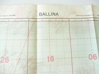 Deutsche Fliegerkarte Ballina 54 x 62 cm, nach dem Krieg...
