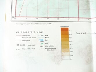 Deutsche Fliegerkarte Ballina 54 x 62 cm, nach dem Krieg Rückseitig nochmals bedruckt " Schwerter zu Pflugscharen"