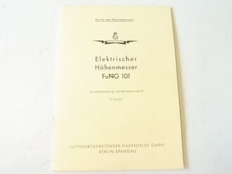 REPRODUKTION Elektrischer Höhenmesser FuG 101 . DIN A5 20 Seiten plus Anlagen