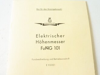 REPRODUKTION Elektrischer Höhenmesser FuG 101 . DIN...