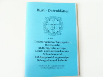 REPRODUKTION RLM Datenblätter Band 1, Triebwerküberwachungsgeräte. DIN A5, 62 Seiten
