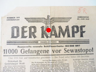 "Der Kampf" Nummer 249 vom 25.Juni 1942. 4 Seiten