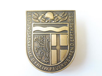 Feuerwehr Abzeichen "Leistungsabnahme der freiwilligen Feuerwehren des Erft Kreises" in Bronze. NUR FÜR SAMMLERZWECKE