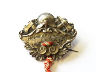 Metallabzeichen Freiwillige Feuerwehr Böhen Gegr. 1877, Nadel defekt