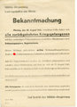 Bekanntmachung der Militär Regierung Ludwigshafen/Rhein vom 17.08.1945. DIN A4