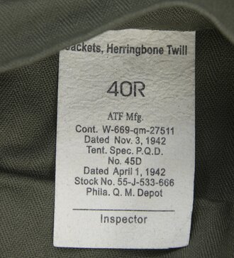 Dark Shade Army HBT Jacket M- EUR 48/50, At the Front