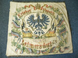 1870/71 Fahne des Kriegerverein Leimersdorf . Dekoratives Stück, Maße 120 x 140cm