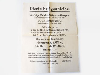 1. Weltkrieg Plakat "Vierte Kriegsanleihe",...