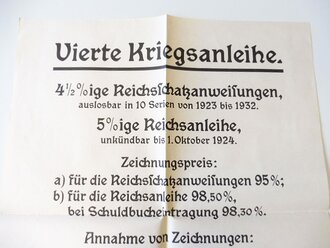1. Weltkrieg Plakat "Vierte Kriegsanleihe",...