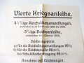 1. Weltkrieg Plakat "Vierte Kriegsanleihe", Reichsdruckerei Berlin, Maße 39cm x 45cm