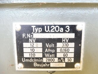 Umformersatz U.20a3 Baujahr 1941. Originallack, Funktion nicht geprüft