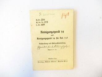 H.Dv. 256 " Reinigungsgerät34" datiert 1936. Kleinformat, 32 Seiten  plus Anlagen