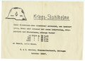 Werbeblatt "Kriegs-Stahlhelme" ab Fabrik der Blankwaffenfabrik Solingen, A5