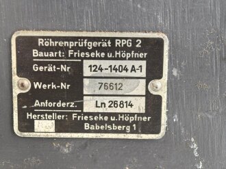 Luftwaffe, Röhrenprüfgerät RPG 2 Ln 26814 für Senderöhre RL12P35.  Optisch gut, ungereinigtes Stück