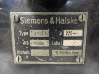 Telegrafie Empfänger " T. empf. 14" Siemens und Halske, Funktion nicht geprüft