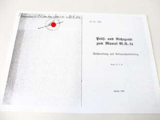 REPRODUKTION, H.Dv.364, Prüf- und Richtgerät zum Mantel M.G. 34, Beschreibung und Gebrauchsanleitung