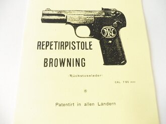 REPRODUKTION, Repetirrpistole Browning, Maße A5, 16 Seiten